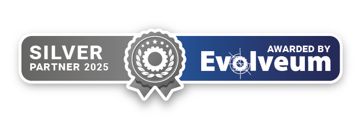 img adesivo de certificado de parceria evolveum junto a logo